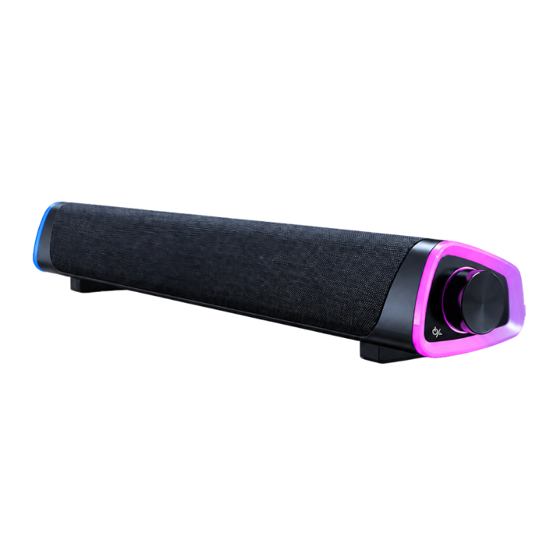Speaker bar Bluetooth 5.0 nero con luci RGB, 6W, compatibile con sistema macOS , con controllo volume e interfaccia USB.