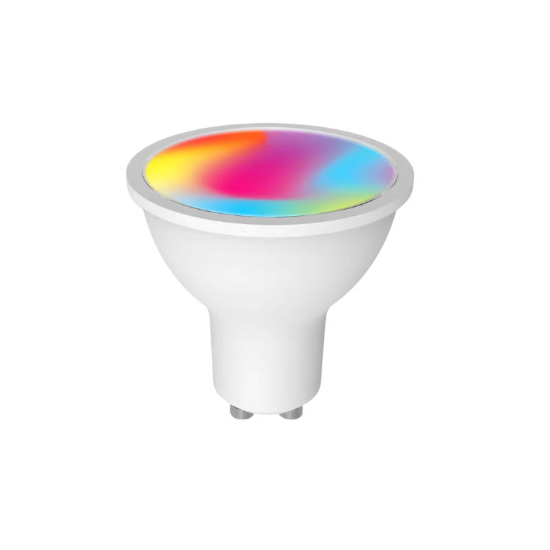 Bulbo LED intelligente GU10 RGB C+W 5W con Wifi ZigBee. Compatibile Alexa e Google, regolabile tramite app Smart Life.