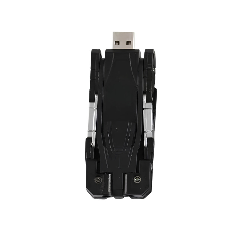 Chiavetta USB design robot con scocca metallica protettiva e linee geometriche, ideale come idea regalo originale.