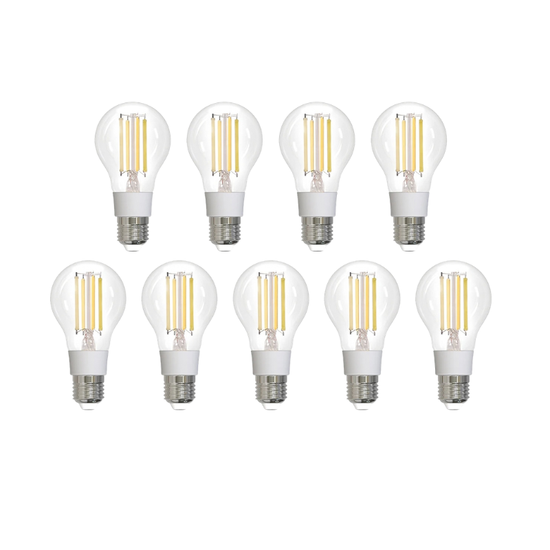 Set di 9 lampadine LED filamento ZigBee E27, dimmerabili 1-100%, compatibili con Tuya, Alexa e Google Home, 7W.