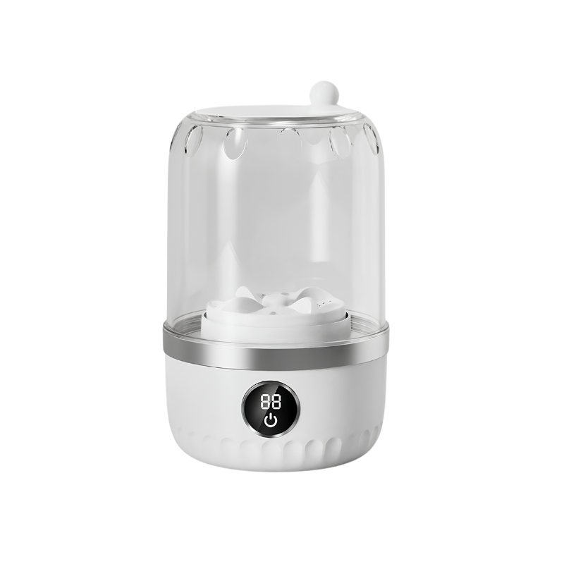 Mini lavatrice compatta USB per biancheriaintima, modello白色 con display digitale e cestello interno.