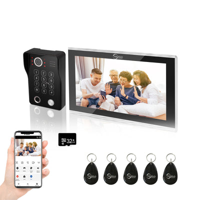 Campanello video wireless impermeabile con schermo 1080P, alimentazione 15V 2A; microSD 32GB incluso.