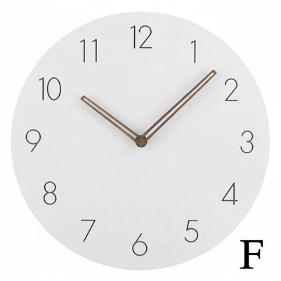 Orologio da parete rotondo in legno, 12 pollici, lancette marrone, numeri arabi neri su sfondo bianco