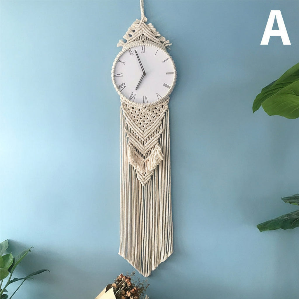 Orologio da parete creativo in arazzo intrecciato, rotondo 12 pollici, numeri romani, movimento a secondi saltanti.
