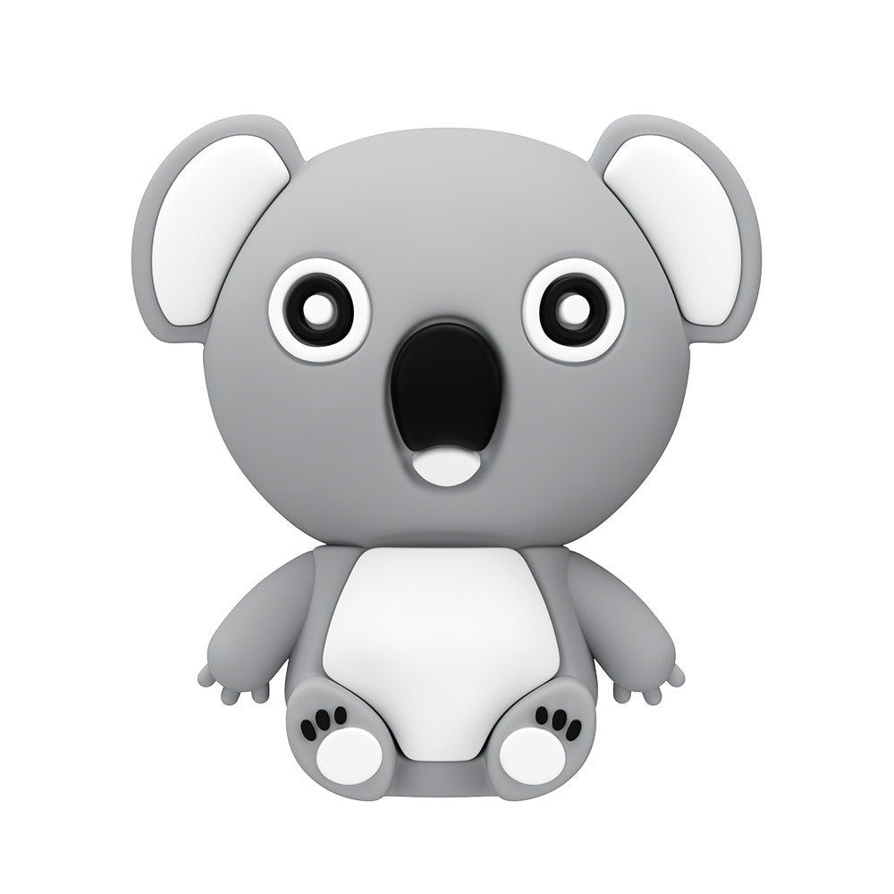 Chiavetta USB in silicone a forma di koala grigio con pancia bianca e indicatore luminoso