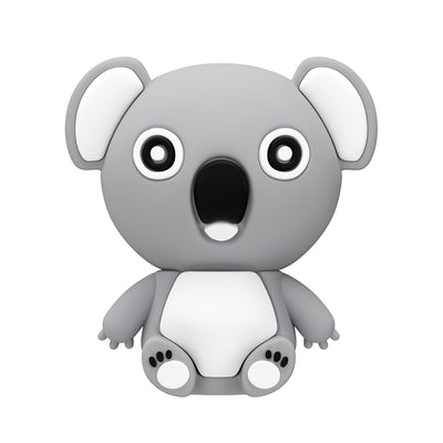Chiavetta USB in silicone a forma di koala grigio con pancia bianca e indicatore luminoso
