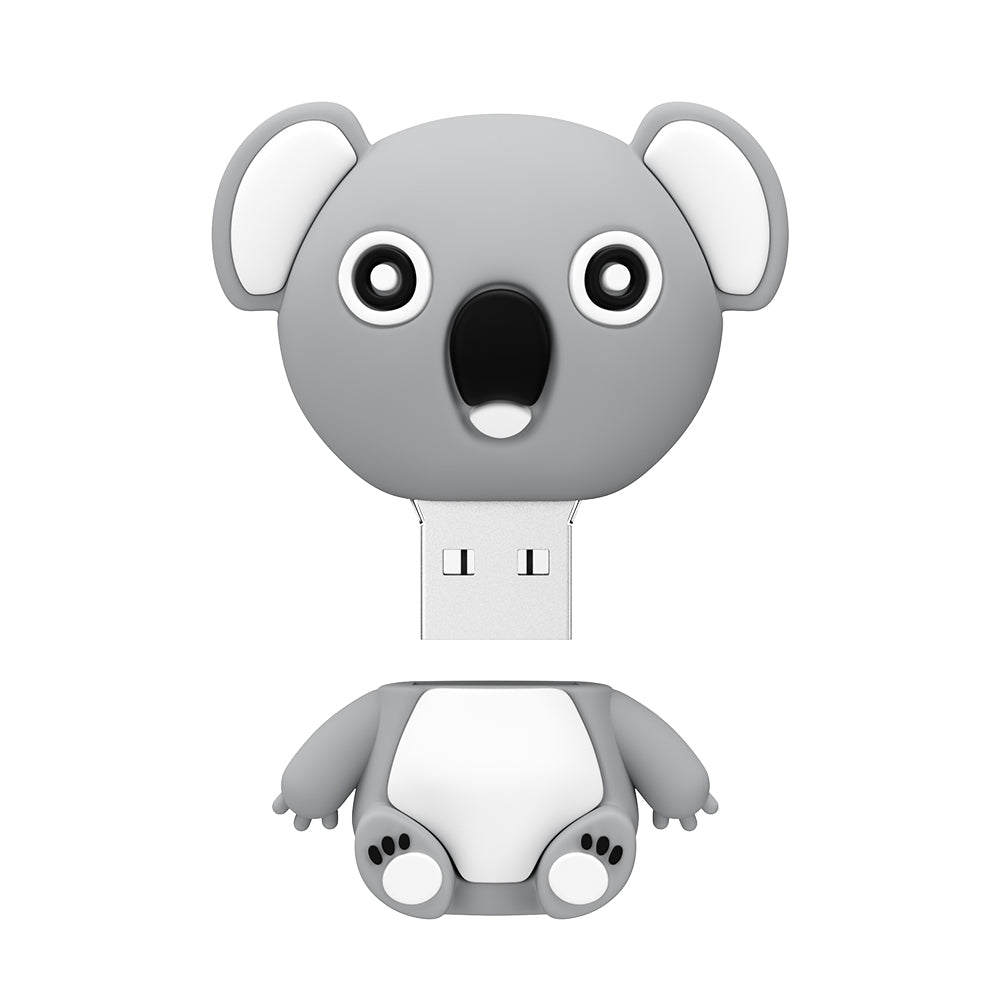 Unità flash USB in silicone a forma di koala cartone animato, interfaccia USB 2.0, luce indicatrice.