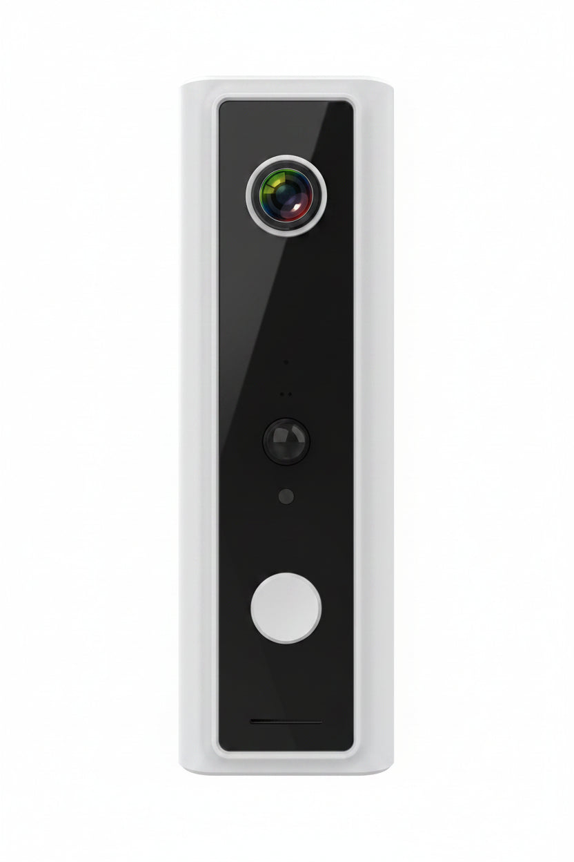 Campanello video WiFi con interfono visivo, fotocamera frontale, pulsante bianco, senza scheda memoria.
