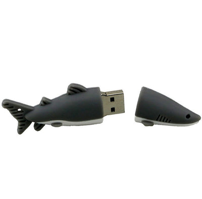 Chiavetta USB a forma di squalo cartoon, cappuccio staccabile, USB 2.0.