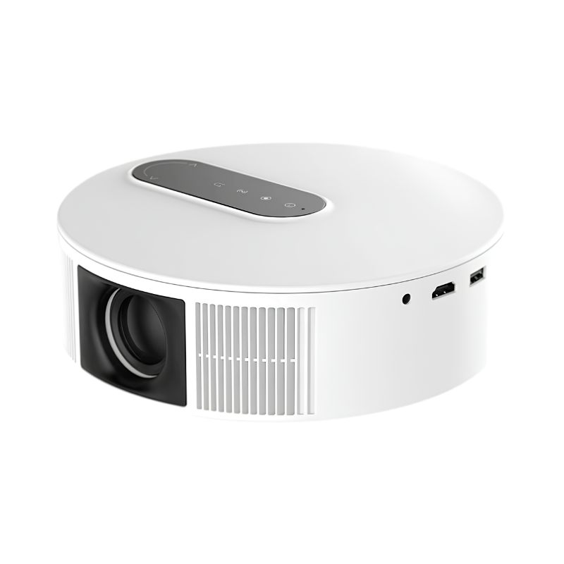 Proiettore HD bianco per home theater e smart home, risoluzione 720p, 200 lm, porte HDMI e USB