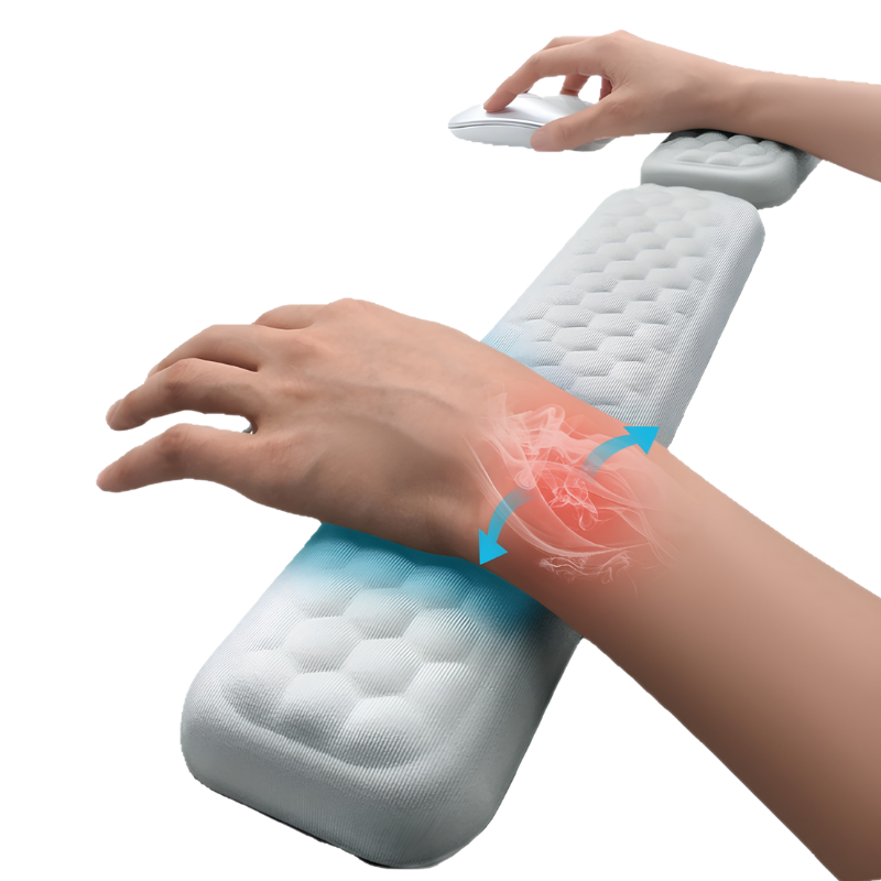 Poggiapolsi in memory foam per mouse e tastiera, superficie imbottita grigia, 36×80 cm