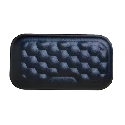 Tappetino per mouse con poggiapolso in memory foam, ecopelle nera/grigia, superficie esagonale, 36×80 cm