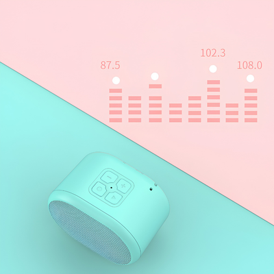 Altoparlante Bluetooth mini a forma di Macaron, colore menta, pulsanti di controllo, USB, 1500mAh, 8h riproduzione.