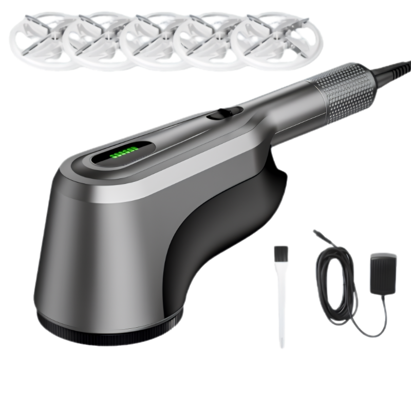 New Smart M27M27S Lint Remover grigio-argento con motivo foglie verdi, 5 lame, rimuove lanugine