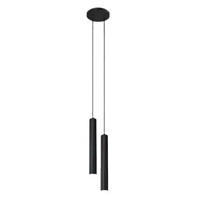 Lampada pendente lineare a cilindro doppio, LED, due corpi neri, stile moderno minimal per camera da letto o studio