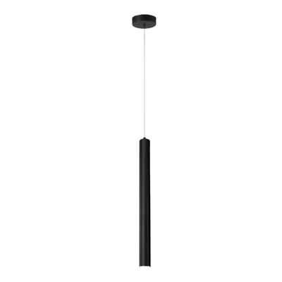 Lampada a sospensione lineare cilindrica LED nera, stile moderno minimalista per camera o studio