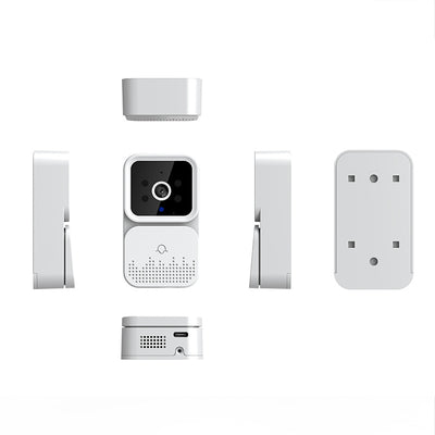 Campanello video wireless X6 con telecamera integrata, interfono e monitor domestico.