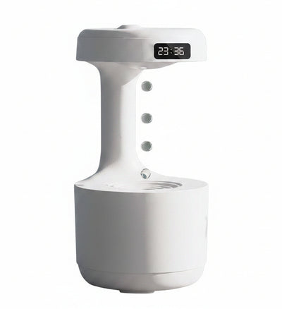 Humidificatore anti-gravità con orologio digitale e diffusore d'aroma, silenzioso per camera.