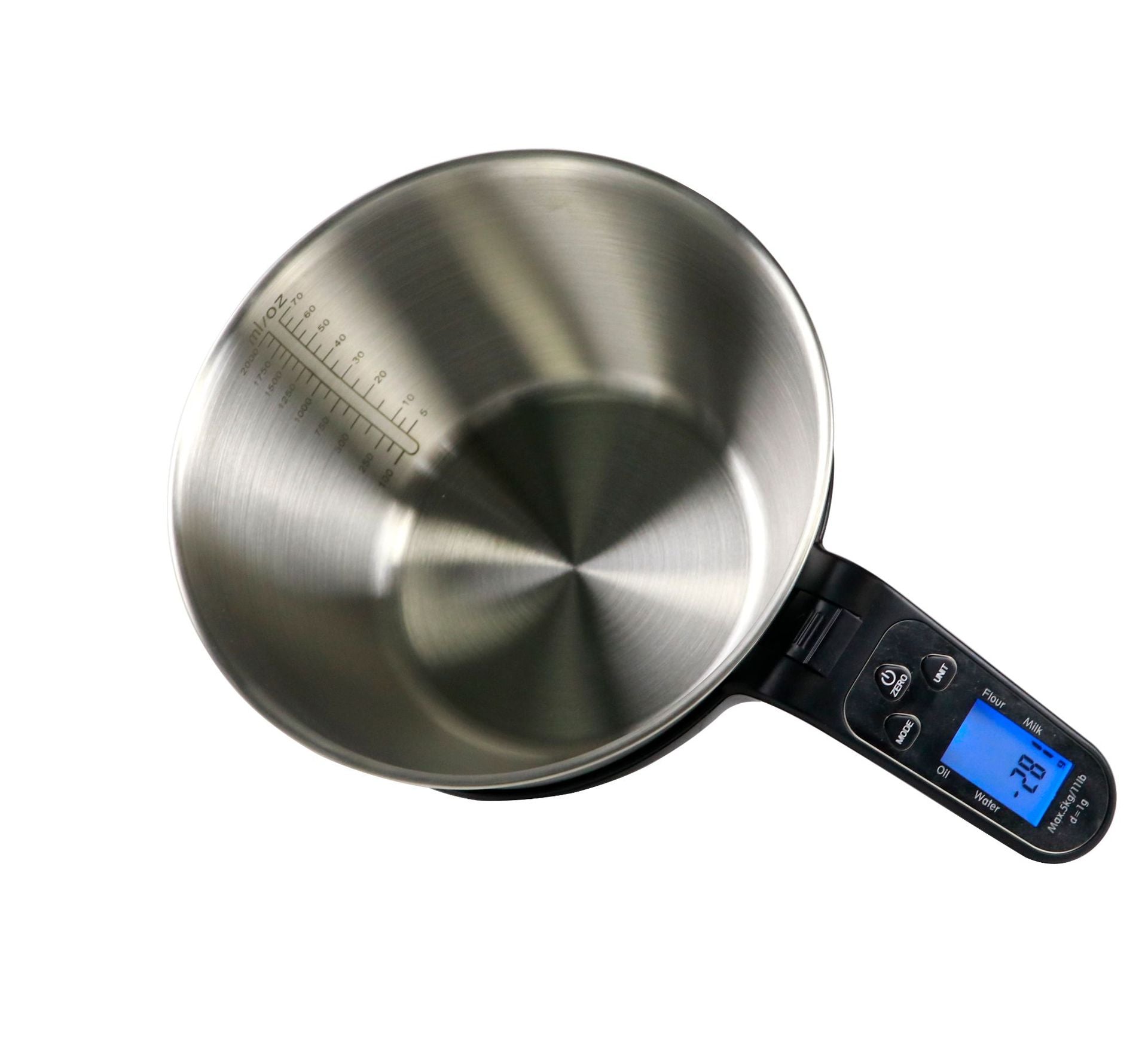 Bilancia elettronica da cucina aggiornata con ciotola in acciaio inox e display LCD.