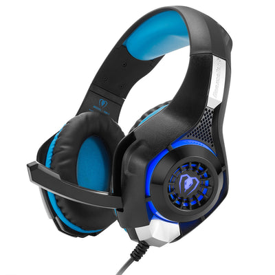 Cuffie da gaming Beexcellent GM-1 con LED blu, microfono, headset stereo.