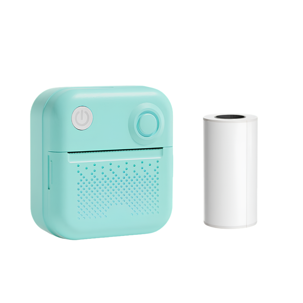 Stampante etichette tascabile per studenti, termica, verde menta, Bluetooth, 82x40 mm, rotolo 57x30 mm