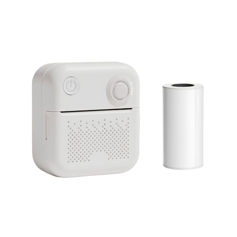 Stampante etichette mini per studenti, stampa termica 200 dpi su carta 57x30mm, Bluetooth/USB, 5V 1A, 1200mAh