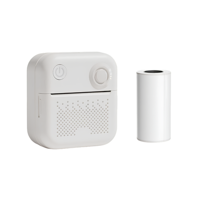 Stampante etichette mini per studenti, stampa termica 200 dpi su carta 57x30mm, Bluetooth/USB, 5V 1A, 1200mAh