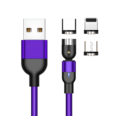 Cavo magnetico Essager con USB-C 360°/540°, ricarica rapida, connettori magnetici intercambiabili e USB-A.