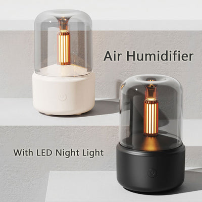 Umidificatore diffusore aromi portatile USB 120 ml, 8-12h luce LED a effetto candela; nessun filtro, olio nell'acqua.