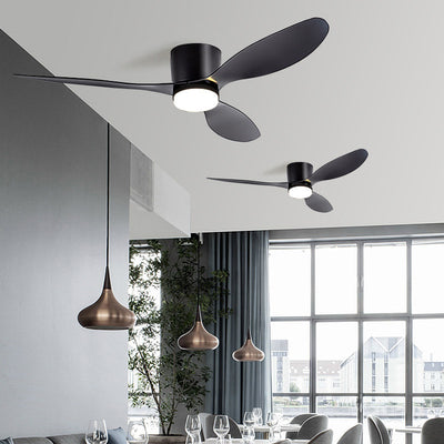 Ventilatore a soffitto retrò con luce integrata, pale in ABS, nero, diametro 42-52 pollici, per soggiorno e pranzo.