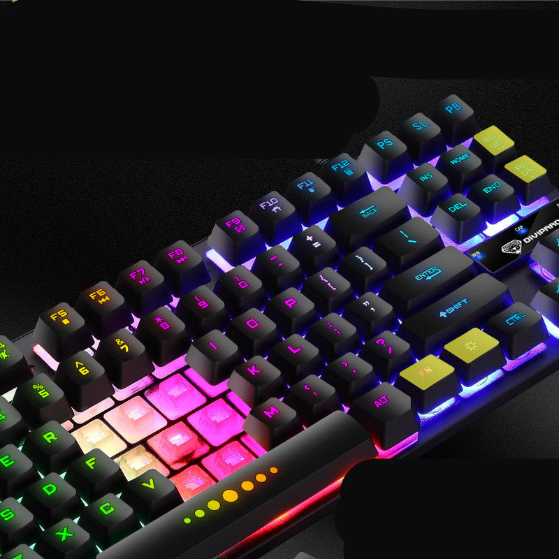 Tastiera meccanica da gaming Glow con 87 tasti, retroilluminazione RGB a sette colori, cavo USB da 1,5 m, ABS.
