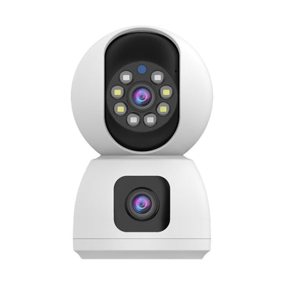 Telecamera di sicurezza K12 a doppia lente, corpo bianco con due telecamere, superiore e inferiore