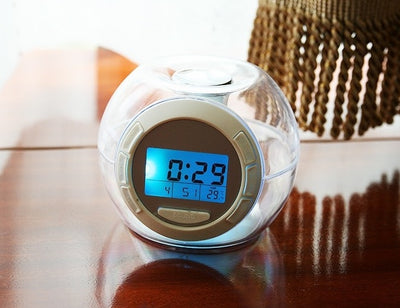 Orologio sveglia digitale a suoni naturali, sfera trasparente con display blu