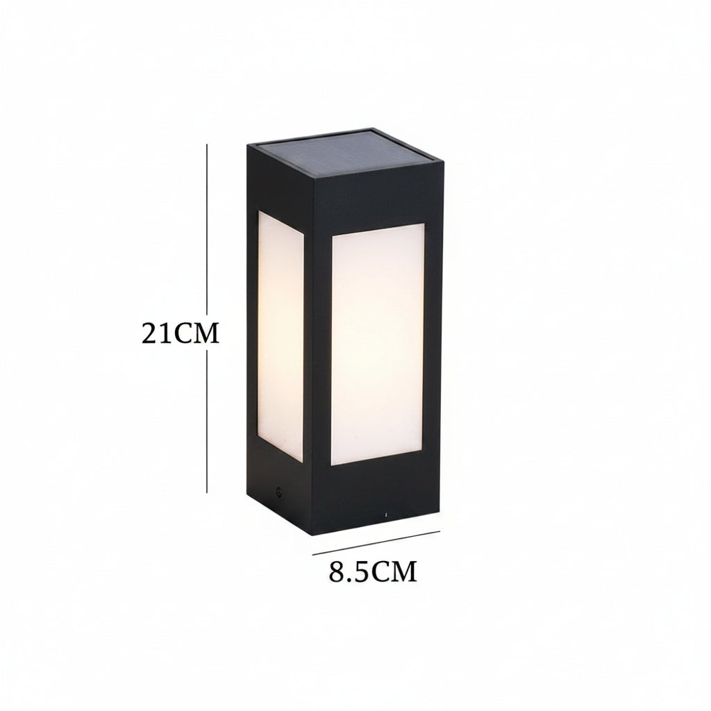 Lampada solare da giardino a LED, corpo nero, pannelli opachi, 21 cm alta, 8,5 cm larga, uso esterno