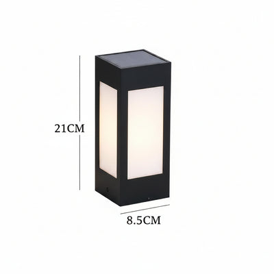 Lampada solare da giardino a LED, corpo nero, pannelli opachi, 21 cm alta, 8,5 cm larga, uso esterno