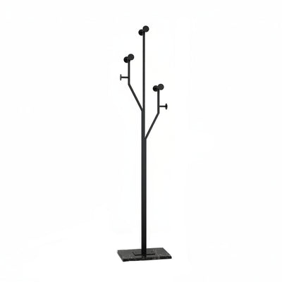 Appendiabiti a piantana nero con rami, base in marmo nero, design italiano elegante