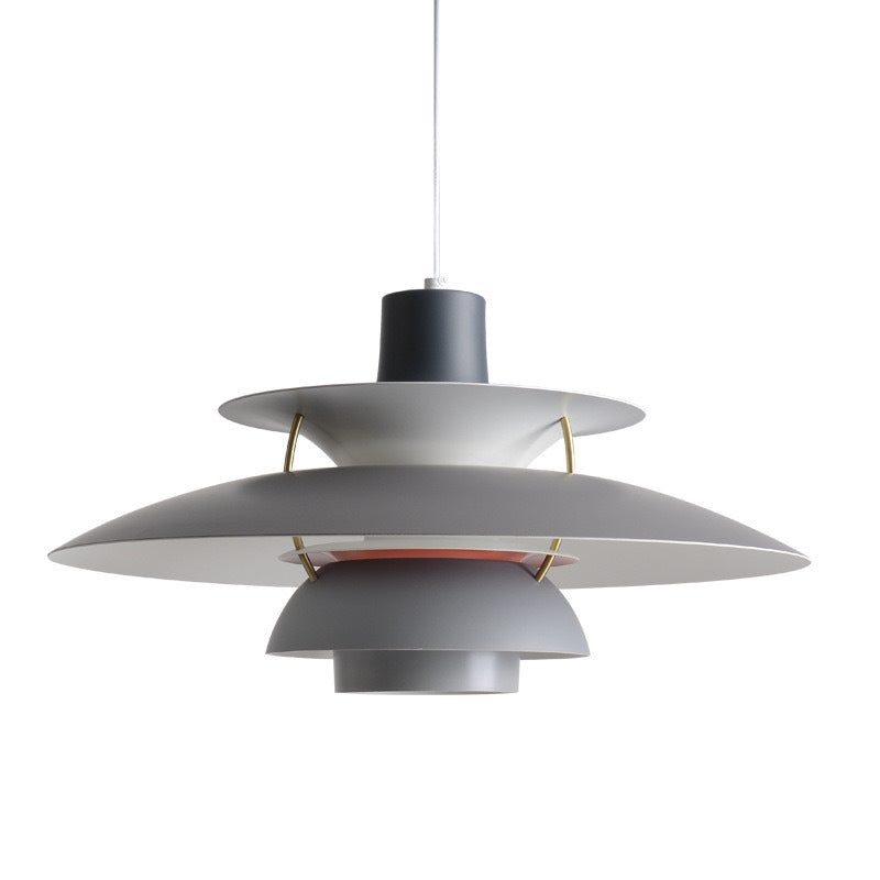 Lampadario sospeso in alluminio con piatti concentrici a livelli, ideale per soggiorno, camera da letto o sala da pranzo