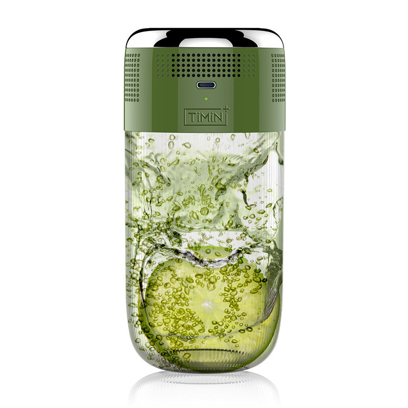 Raffreddatore portatile USB per bevande, mini frigorifero verde, raffreddamento rapido per auto o all'aperto.