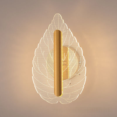 Applique parete a foglia minimalista con elemento centrale dorato, due modalità tri-colore 8W, ideale scale o corridoio