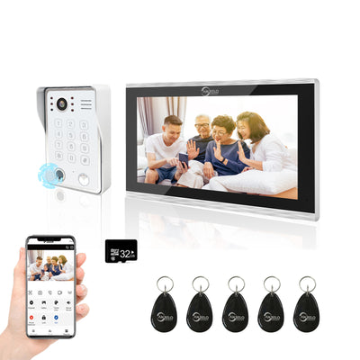 Campanello video wireless per casa con telecamera impermeabile, display 1080P, tastiera numerica e microSD 32GB.