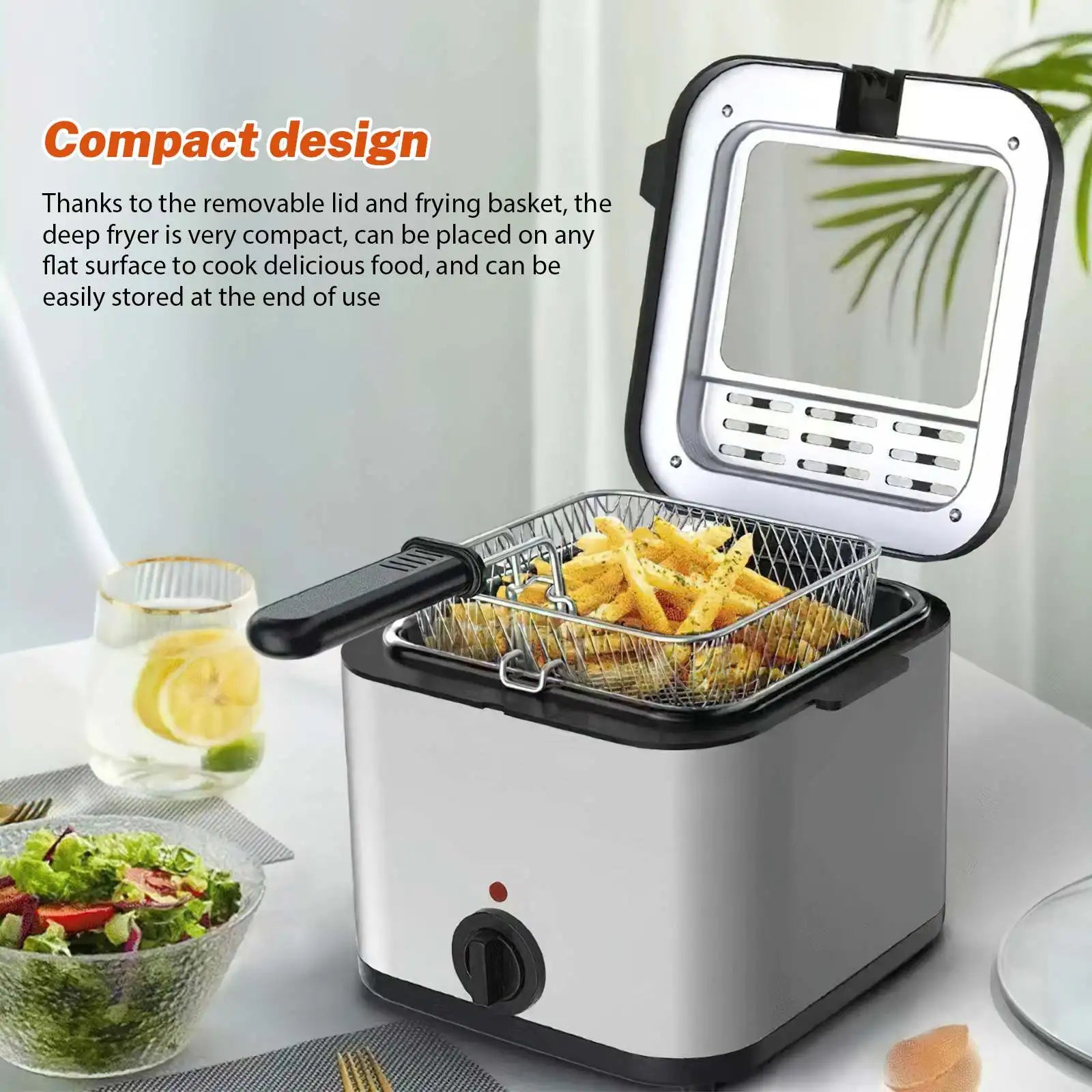 Friggitrice Grigio Potenza 1000W Temperatura 80-190° Capacità 2,5L Elettrodomestici Cibi - POWER SMARTECH