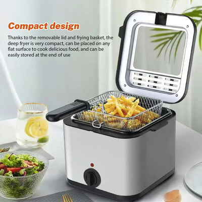 Friggitrice Grigio Potenza 1000W Temperatura 80-190° Capacità 2,5L Elettrodomestici Cibi - POWER SMARTECH