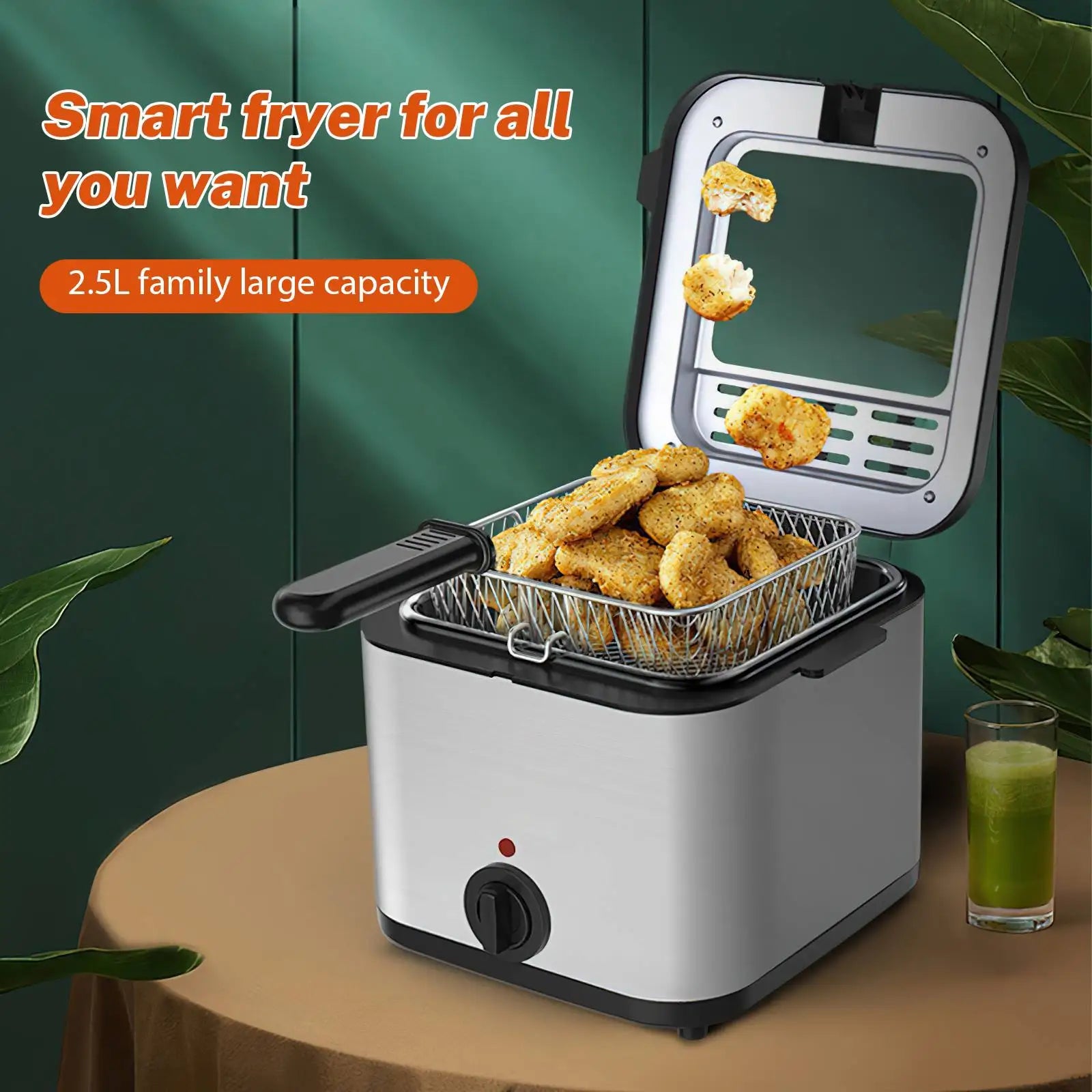 Friggitrice Grigio Potenza 1000W Temperatura 80-190° Capacità 2,5L Elettrodomestici Cibi - POWER SMARTECH