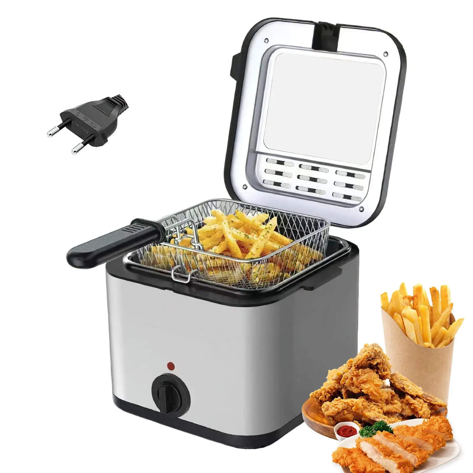 Friggitrice Grigio Potenza 1000W Temperatura 80-190° Capacità 2,5L Elettrodomestici Cibi - POWER SMARTECH