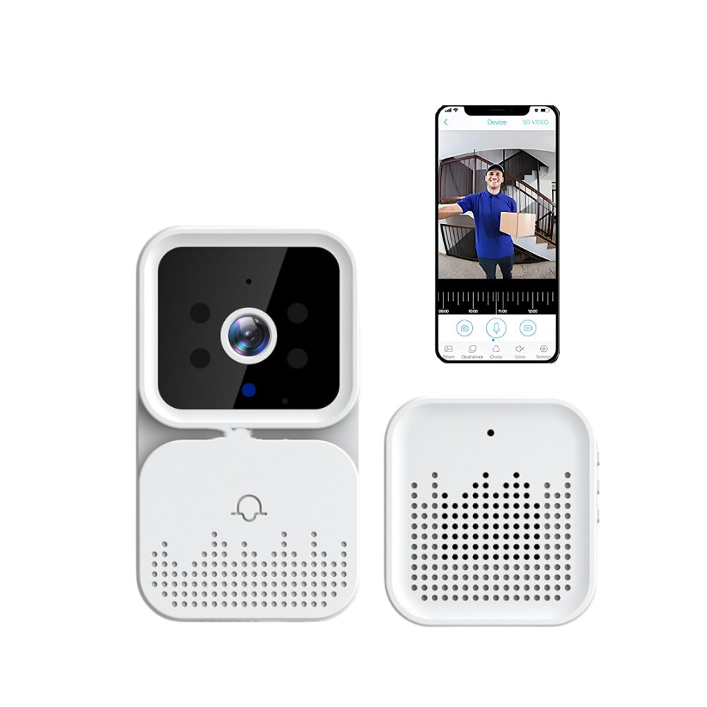 Campanello video wireless Wi‑Fi con interfono, sistema di monitoraggio domestico e videocamera remota