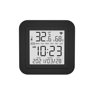 Sensore WIFI temperatura e umidità con display digitale che mostra ora e data, compatibile Alexa e Google Assistant