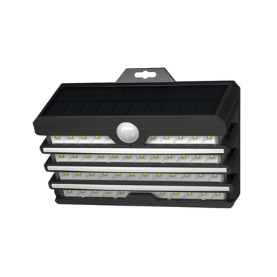Lampada solare da giardino impermeabile a LED con sensore di movimento, montata a parete, nero