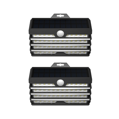 Luci solari LED per giardino con sensore di movimento, senza fili, impermeabili, pannello solare nero in ABS+PC.