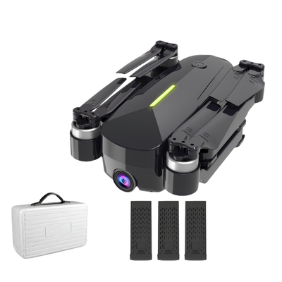 Drone con motori brushless e GPS, fotocamera 4K HD per riprese aeree; custodia bianca e accessori