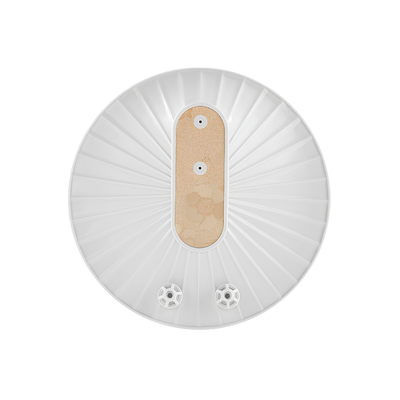 Dispositivo portatile per pulire frutta e verdura, ricarica USB, design circolare bianco con pannello beige centrale